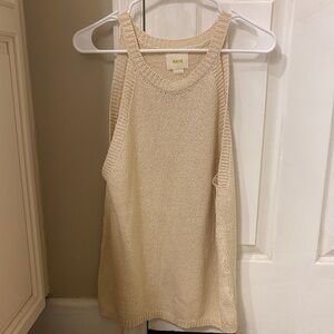 Maeve Cream Ribbed Neck Knit Tank